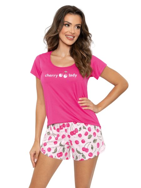 Pyjama aus Baumwolle mit kurzen Hosen - Cherry fuchsia - 2