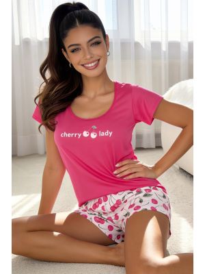 Pyjama aus Baumwolle mit kurzen Hosen - Cherry fuchsia