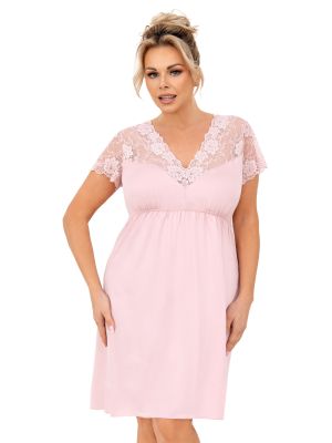Nachthemd aus Spitze für Frauen - Livia plus size powder pink