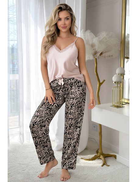 Satin-Pyjama mit langer Hose - Sheila lang