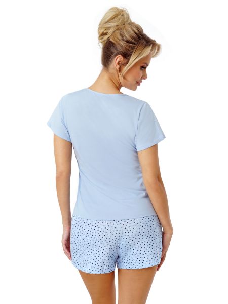 Blauer Schlafanzug aus Baumwolle für Damen - Star kurz - 3