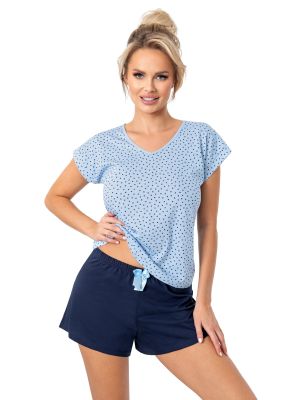 Star Baumwollschlafanzug - Star short navy blue