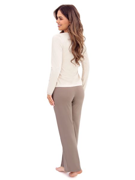 Damen Schlafanzug lange Hose - Daphne lang beige - 3