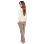 Damen Schlafanzug lange Hose - Daphne lang beige - 4