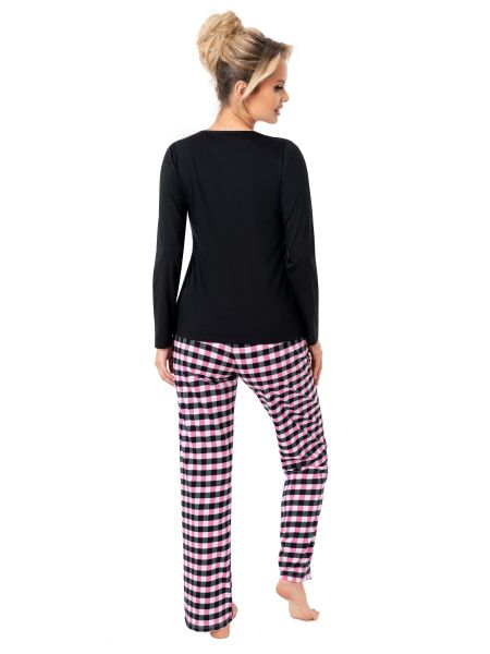 Karierter Baumwollpyjama - Sleep long schwarz - 2