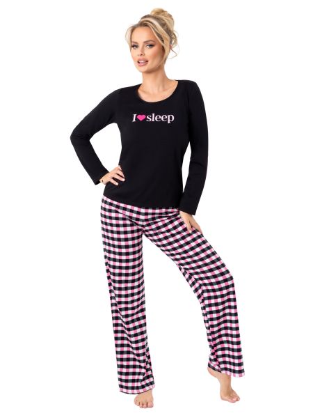 Karierter Baumwollpyjama - Sleep long schwarz