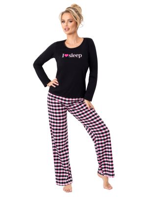 Karierter Baumwollpyjama - Sleep long schwarz