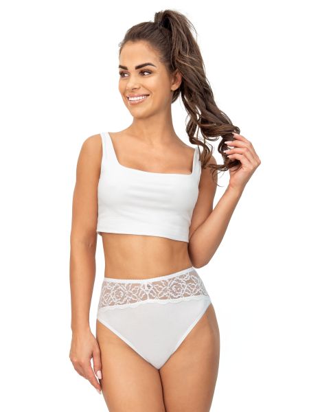 Höschen mit hoher Taille und Spitze - 244 weiß - 2