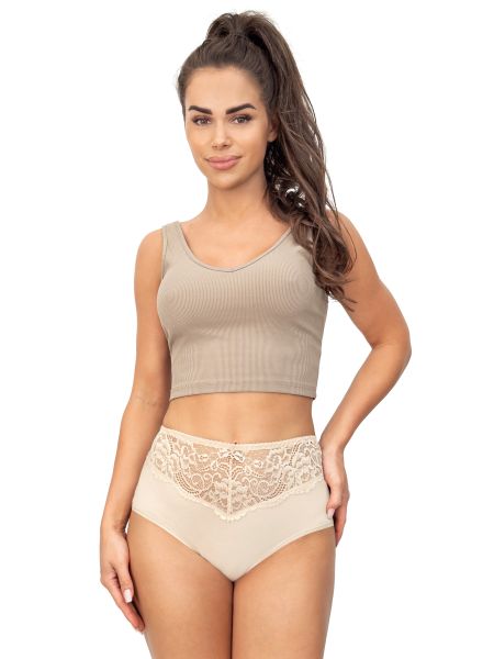 Höschen aus Baumwolle mit hoher Taille - 243 beige - 2