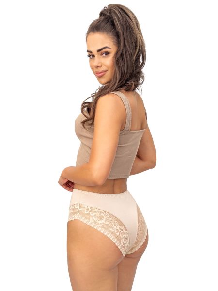 Höschen mit hoher Taille und Spitze - 235 beige