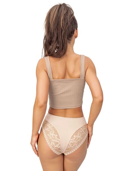 Höschen mit hoher Taille und Spitze - 235 beige - 4