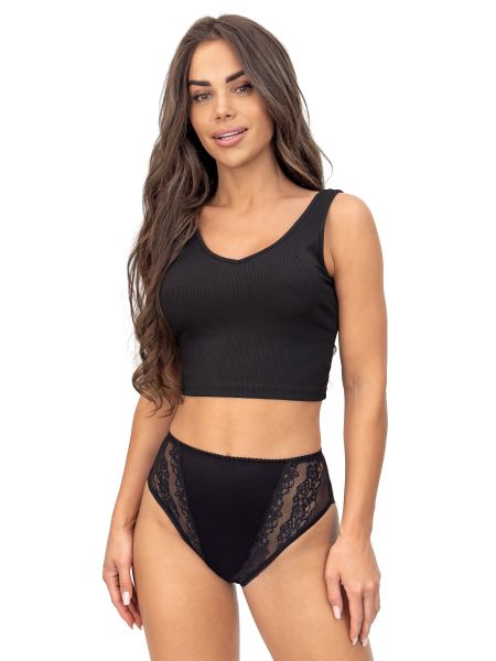 Höschen mit hoher Taille und Spitze - 228 schwarz - 3