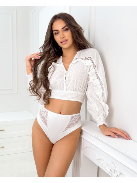Weißes Höschen mit hoher Taille - 213 weiß