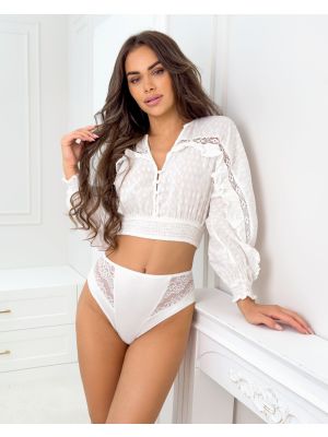Weißes Höschen mit hoher Taille - 213 weiß