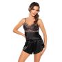 Eleganter schwarzer Satin-Pyjama - Sabrina 1/2 - 2