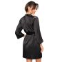 Schwarzer Morgenmantel aus Satin mit Spitze - Sabrina - 3