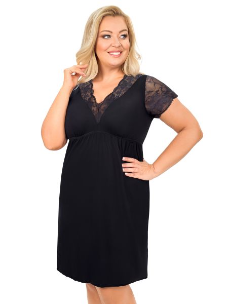 Schwarzes Nachthemd aus Viskose – Sonia Plus Size schwarz