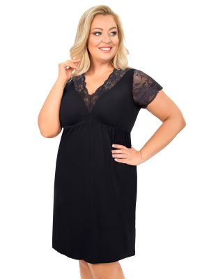 Schwarzes Nachthemd aus Viskose – Sonia Plus Size schwarz