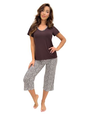 Braune Damenpyjamas – Zoya 3/4