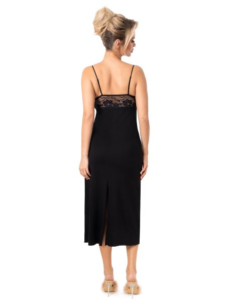 Elegantes, langes Nachthemd – Jasmine long schwarz - 3