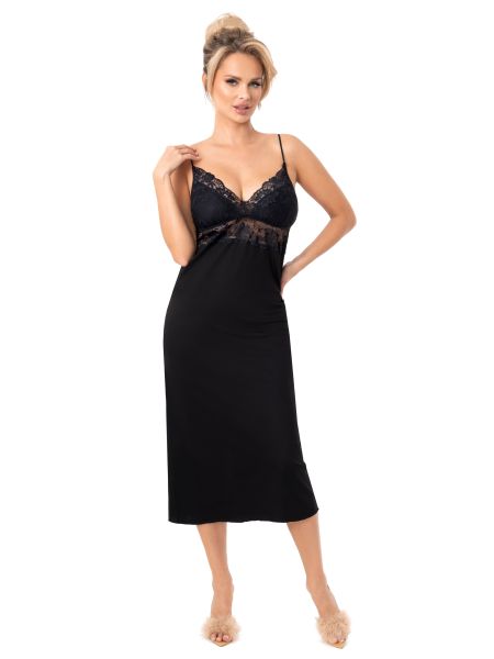 Elegantes, langes Nachthemd – Jasmine long schwarz - 2