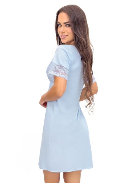 Hellblaues Nachthemd mit Spitze – Linda hellblau - 3