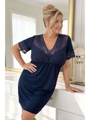 Elegantes dunkelblaues Nachthemd – Linda Plus Size Dunkelblau