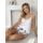 Satin-Pyjama mit Blumenmuster – Julia 1/2, Ecru