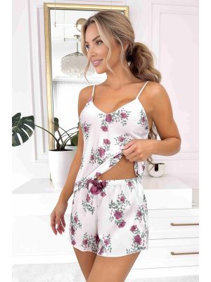 Satin-Pyjama für Damen mit Blumenmuster – Julia 1/2