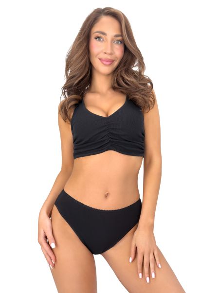Schwarze Damen-Slips aus Baumwolle mit Spitze – 264 - 3