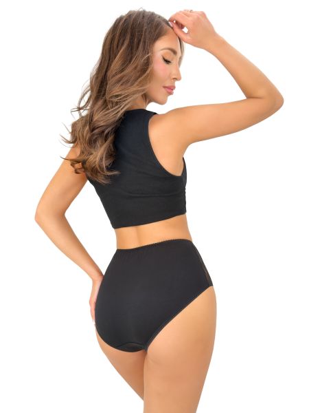 Schwarze Baumwollhöschen mit hoher Taille und Spitze – 272 - 3