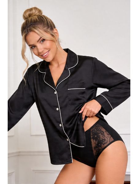Schwarze Baumwollhöschen mit hoher Taille und Spitze – 272