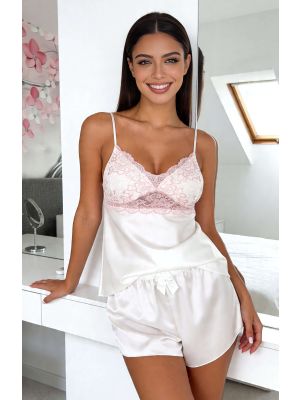 Cremefarbene Satin-Pyjamas – Ariela 1/2