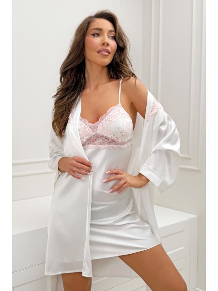Cremefarbenes Nachthemd aus Satin – Ariela - 2