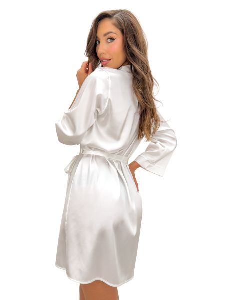 Satin-Bademantel in Creme – Ariela - 4