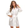 Satin-Bademantel in Creme – Ariela - 4