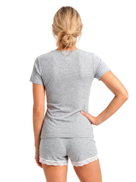 Damenpyjama mit Spitze – Megi Short - 4