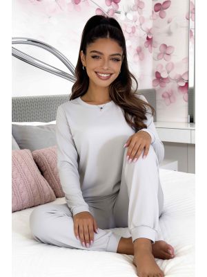 Grauer Damenpyjama mit langen Ärmeln – Home Long grau