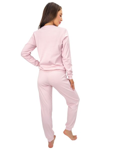 Rosa Damen-Pyjama aus Baumwolle – Home Long rosa - 3