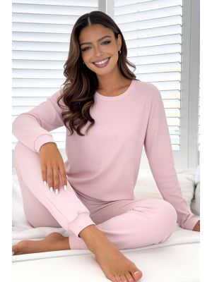 Rosa Damen-Pyjama aus Baumwolle – Home Long rosa