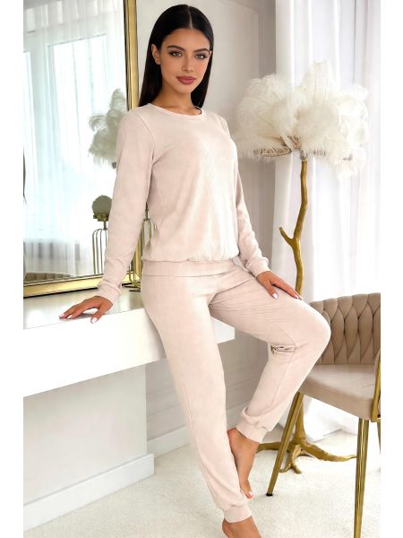 Beige Damen-Pyjama aus Baumwolle – Home Long, beige