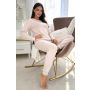 Beige Damen-Pyjama aus Baumwolle – Home Long, beige - 3