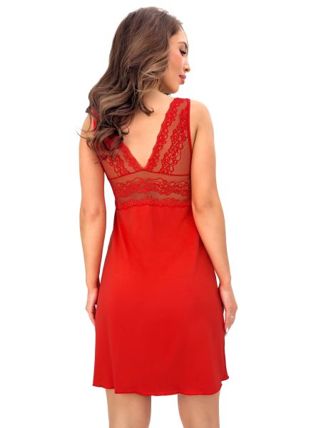 Rotes Nachthemd mit Spitze – Chantalle rot - 4