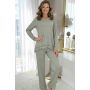 Elegante grüne Pyjamas mit Spitze – Ramona Long, olivgrün - 2