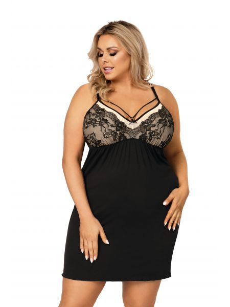 Sarah II schwarz plus size - Nachthemd
