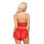 Dessous-Set Spitzen-Top und Tanga - Natalie rot - 3