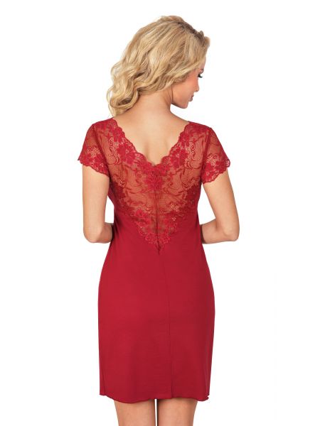 Elegantes Nachthemd mit Spitze – Ismena in Bordeauxrot - 2
