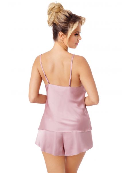 Trägerloser Satin-Pyjama - Ella 1/2 puderrosa - 2