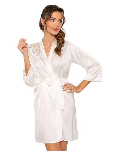 Satin-Bademantel für Damen – Mari, Ecru - 2