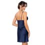 Satin-T-Shirt mit Spitze – Mari, marineblau - 4